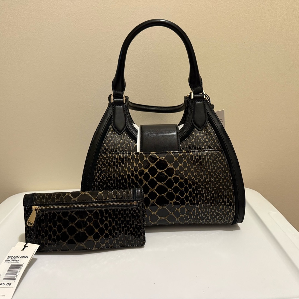 Brahmin Black Cavatica Adrain Satchel with Wallet - Picture 3 of 3